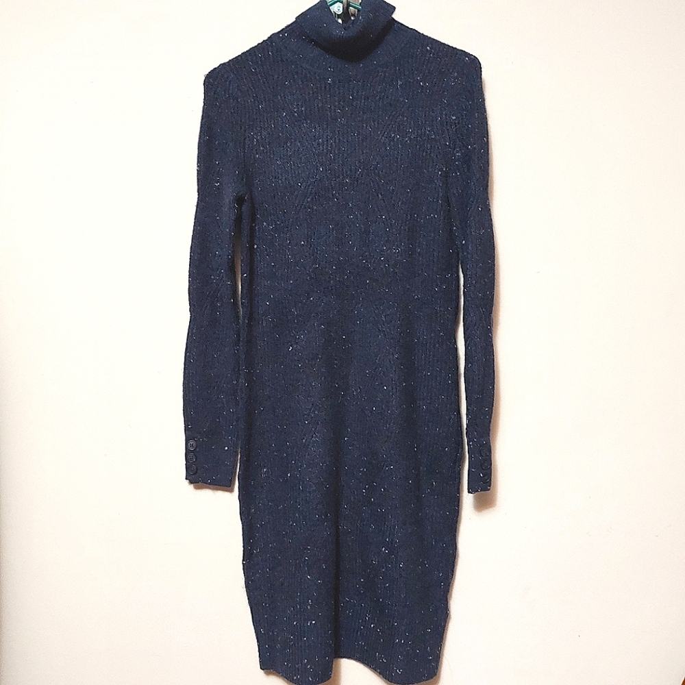 RW&CO Navy Blue Knit Turtleneck Dress - Picture 2 of 12